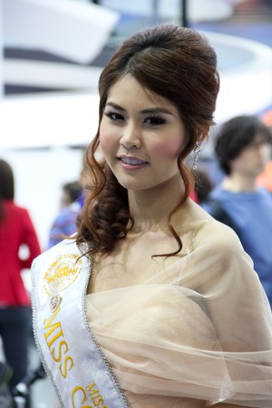 BANGKOK, THAILAND - MARCH 28 : An unidentified female presenter present at Miss Motor Show 2012 in the Thailand International Motor show 2012 at IMPACT Muang Thong Thani on March 28, 2012 in Bangkok, Thailand.のeditorial素材