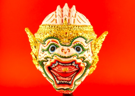 Native Thai style giant mask, use in royal performance, Khon in Thailandの写真素材
