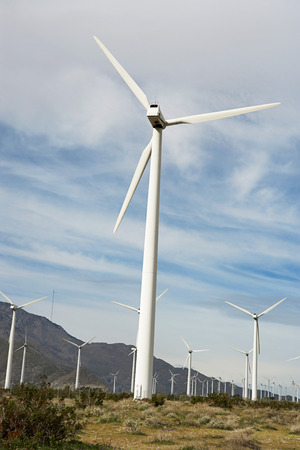 Wind turbines at wind farmの写真素材