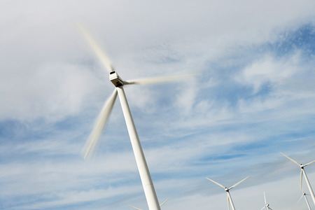 Wind turbines at wind farmの写真素材