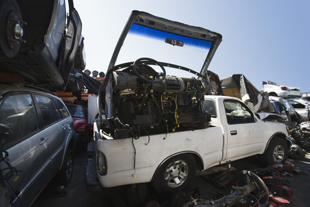 Cars in junkyardの写真素材