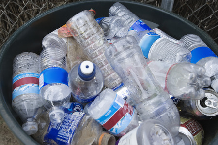 Plastic bottles in bin