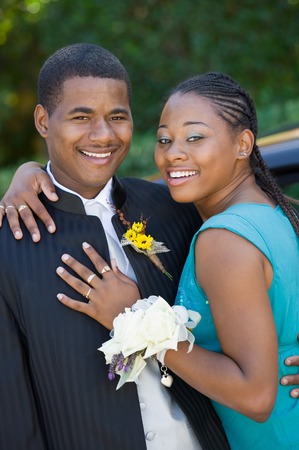 Dressed Up Couple Going to Prom Togetherの写真素材