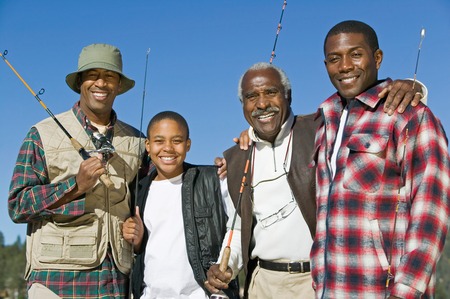 Male Bonding on Fishing Tripの写真素材