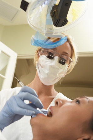 Woman Getting Dental Work Doneの写真素材