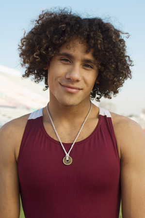 Male athlete at stadiumの写真素材