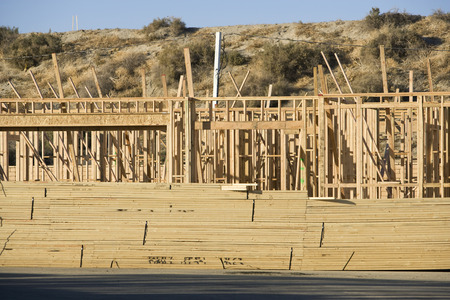 Wooden beams on construction site
