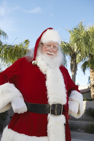 Santa Claus in Neighborhood With Palm Treesの写真素材