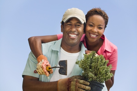 Couple gardening (portrait)の写真素材