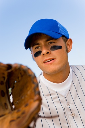 Baseball infielder playing