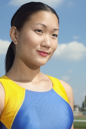 Female athlete head and shouldersの写真素材