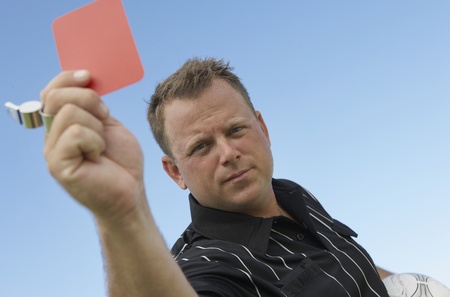 Soccer Referee Showing Red Cardの写真素材