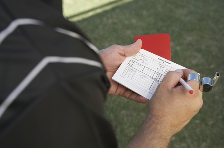 Soccer Referee with Red Cardの写真素材