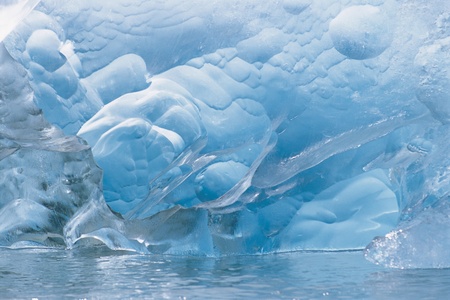 Ice crystals on water close up