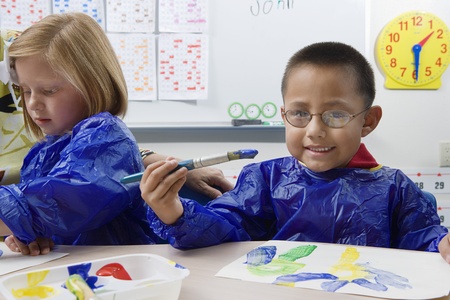 Elementary Students Painting