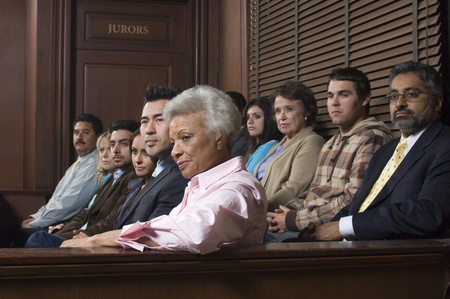 Jurors sitting  in courtroomの写真素材