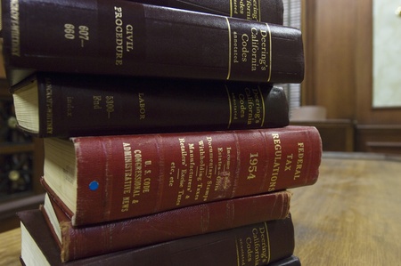 Legal books in court room