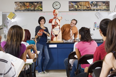 Student Giving Presentation in Science Classの写真素材