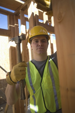 Labourer works on building construction