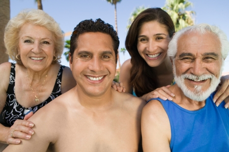 Married Couple with Parents on Vacationの写真素材