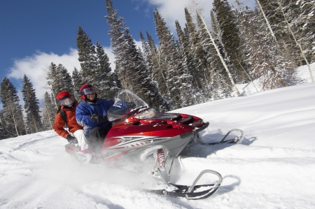 Couple Snowmobilingの写真素材
