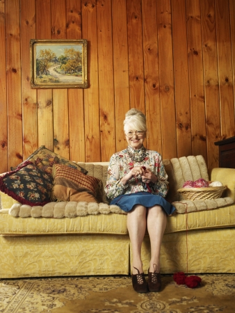 Senior Woman Knittingの写真素材