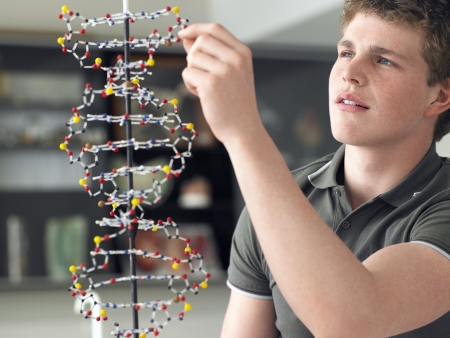 Teenager in Science Classの写真素材