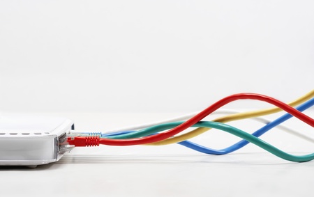 Ethernet Cables Plugged Inの写真素材