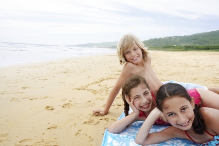 Children Vacationing on the Beachの写真素材