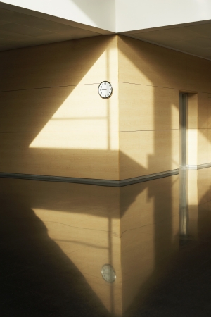 Hallway with Clockの写真素材
