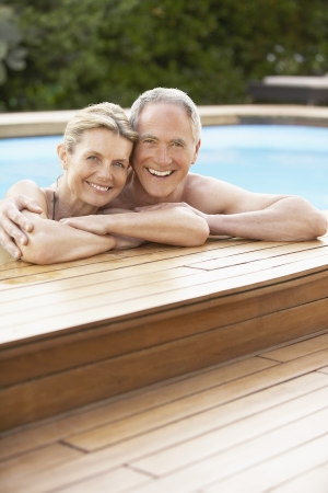 Older Couple in Swimming Poolの写真素材