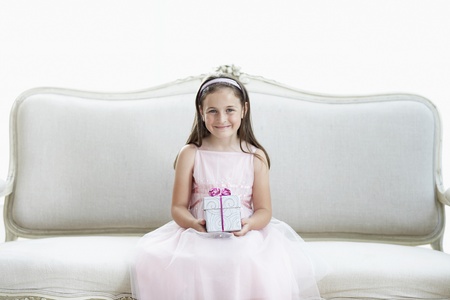 Smiling Girl with Giftの写真素材