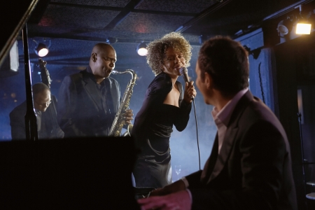 Jazz Musicians Performing in Clubの写真素材