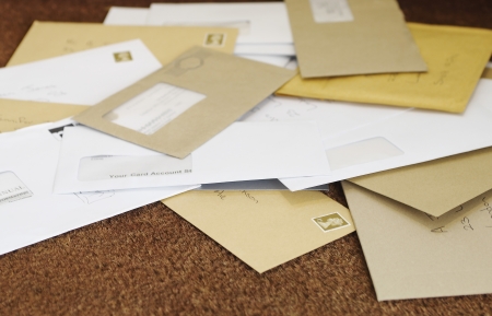 Pile of mail on doormat