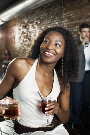 Woman Sitting at Barの写真素材