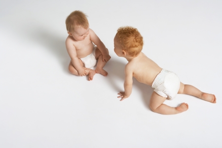 Two Babies Meetingの写真素材