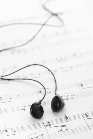 Sheet Music and Headphonesの写真素材