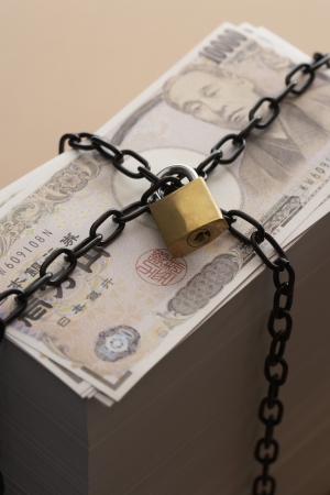 Money Wrapped in Chainsの写真素材