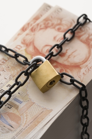 Money Wrapped in Chainsの写真素材