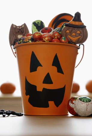 Pail Full of Halloween Candyの写真素材