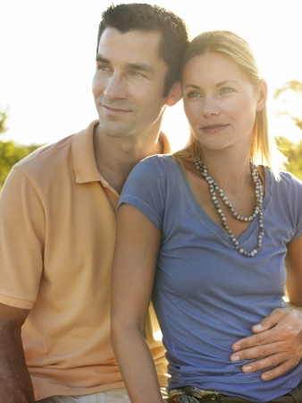 Portrait of couple embracingの写真素材
