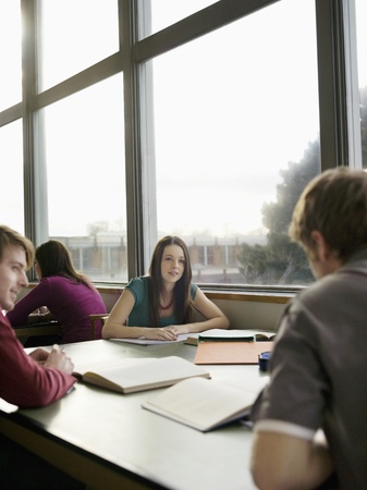 Students Studying in Libraryの写真素材