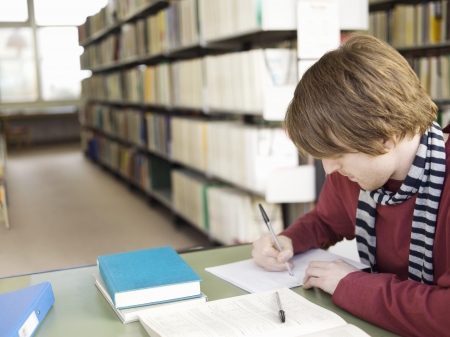 Student Studying in Library