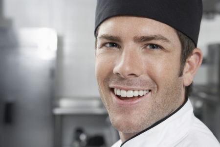 Male chef smiling close-up portraitの写真素材