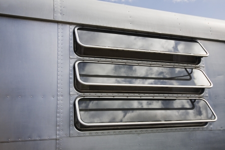 Caravan window close-upの写真素材