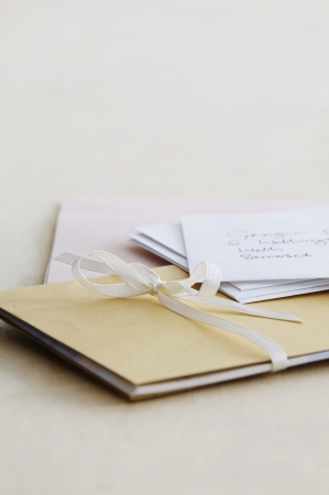 Letters and paper stationery studio shotの写真素材