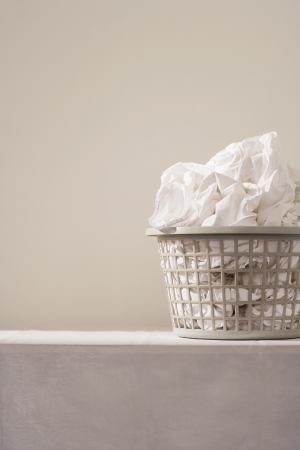 Laundry basket on tableの写真素材
