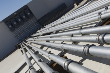 Pipes Leading to Electrical Boxes at Solar Power Plant