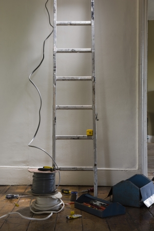 Ladder and tools in houseの写真素材