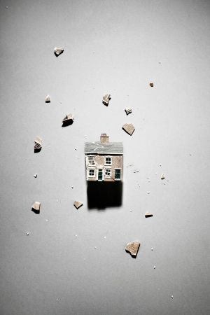 Smashed model houseの写真素材